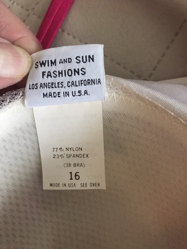 1980s NWT De Weese Designs Fuchsia & White Sea Leaves One Piece Swim Suit Sz 16 - Picture 7 of 13