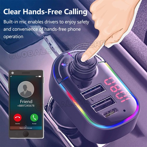 Bluetooth 5.0 Radio Car Kit Wireless FM Transmitter Dual USB Charger MP3 Player - Picture 9 of 9