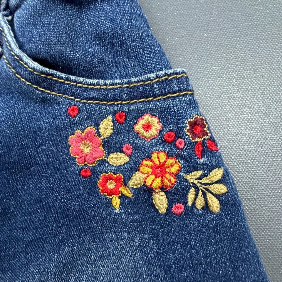 Falda vaquera Deux Par Deux para niñas talla 5 azul bordada floral caniche falda vaquera Foto 4 de 4