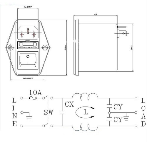 Solder Lug Terminals IEC 320 C14 Power Socket EMI Filter Switch & Fuse Holder 02 - Picture 2 of 8