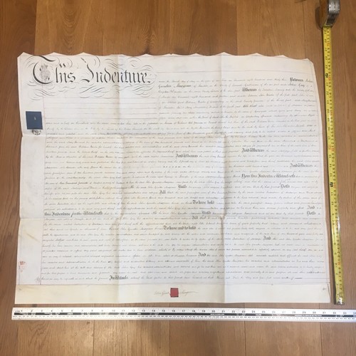 1833 Antique Indenture manuscript mid-C19th - Somerset interest 79x66cm / 31x26" - Picture 2 of 7