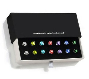 7-Pack-Birthstones-Set-Stud-Earring-with-Swarovski-Crystal-18K-White-Gold-Plated