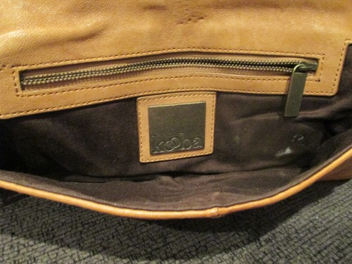 KOOBA Rare/Unique Saddle Brown Leather Zipper Deco Clutch - Picture 7 of 7