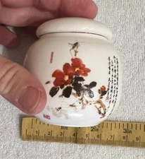 Handmade, Hand painted, Ceramic, Mini Tea Canister/Caddy, With Tight-Sealing Lid