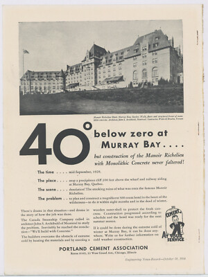 1934 Portland Cement Advertisement: Manoir Richelieu Hotal, Murray Bay Quebec CA
