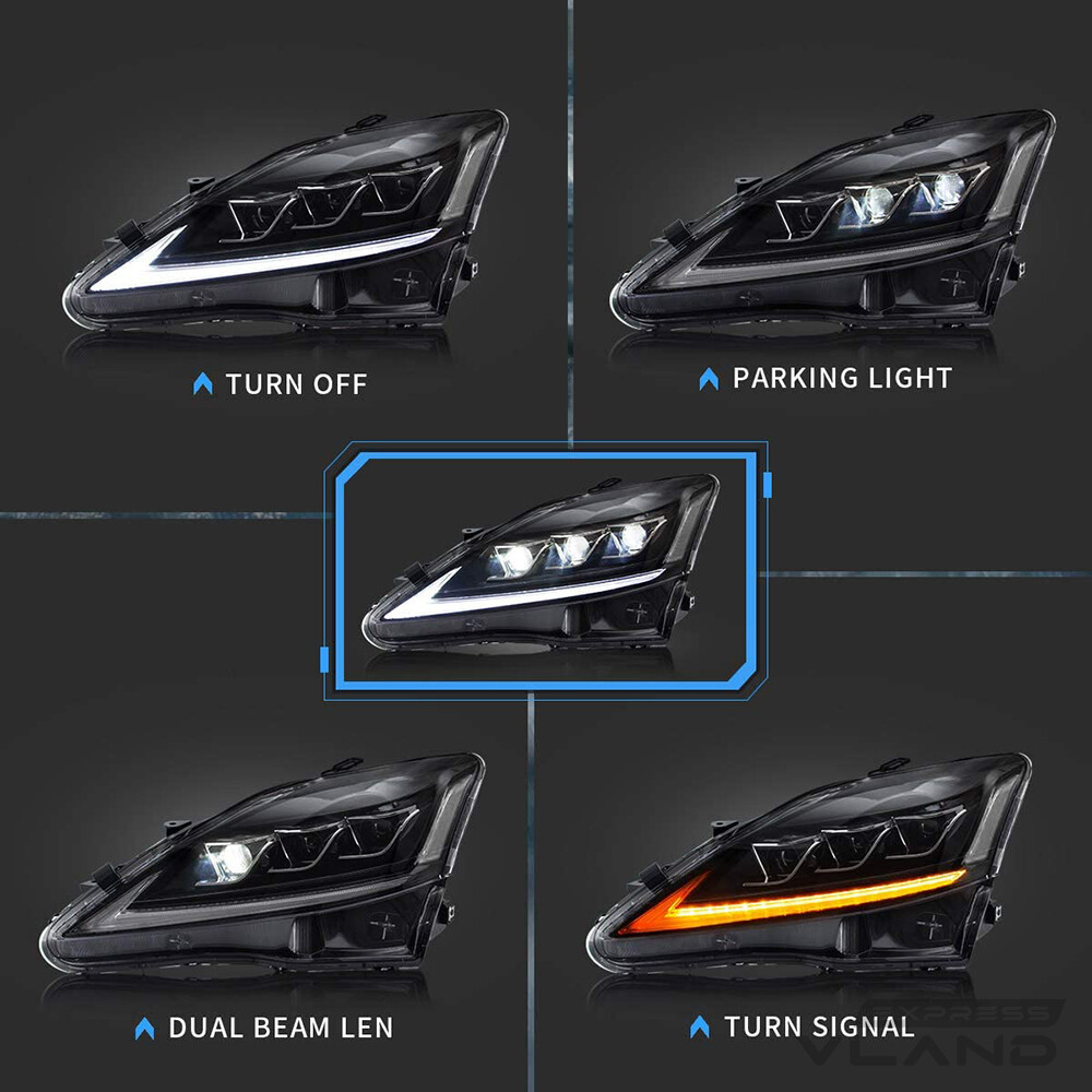 LEXUSis250/350 F用 VLAND製ヘッドライト VLAND FULL LED Headlights Front+Rear Tail Lamps For Lexus IS250