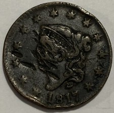 1817 13 Stars - Coronet Head US Large Cent - Exact Coin Imaged #LC40