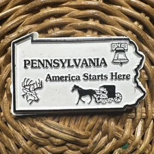 Vintage Pennsylvania USA America Starts Here Rubber Collectible Fridge Magnet