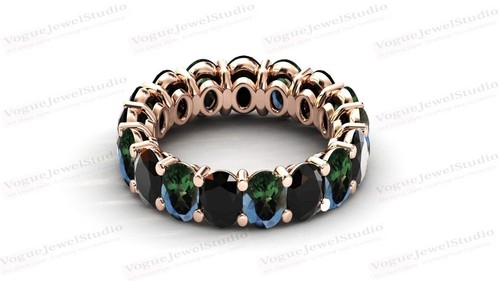 Banda de eternidad de ónix negro relleno de oro de 14 k en anillo de compromiso de plata de ley 925 - Imagen 86 de 109