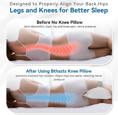 Long Knee Pillow for Side Sleepers between Legs, Memory Foam Leg Pillow for Side - Picture 6 of 7
