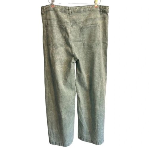 ENTRO Green Denim Wide Leg Jeans Women’s Plus Size 1X High Waist NWT New - Picture 2 of 7