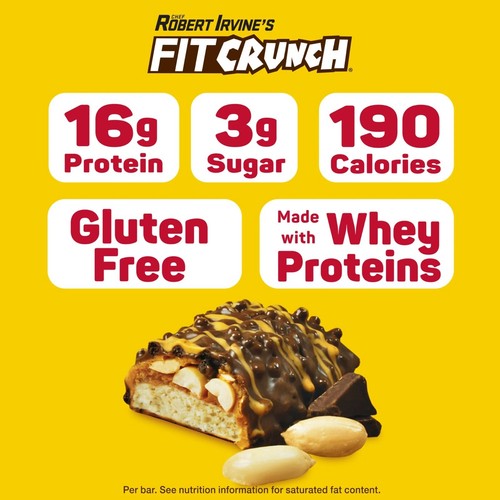 Chef Robert Irvine’s Fit Crunch Chocolate Peanut Butter Whey Protein 18CT NEW - Picture 12 of 22
