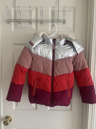 Boden 2-in-1 Padded Coat, 8-9 Yrs, Girls, Colorblock Metallic, Winter Warm