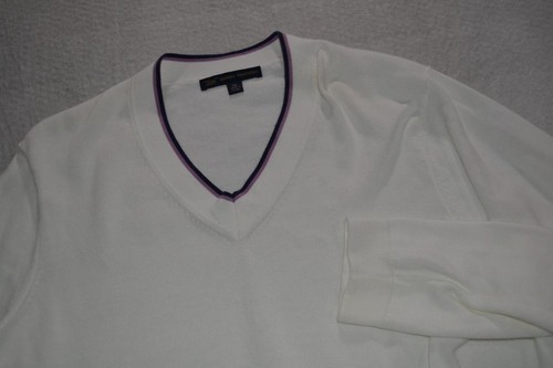 44713-a Brooks Brothers Suéter Pulóver Cuello en V Blanco Algodón Talla XL Adulto Mujer - Imagen 6 de 7