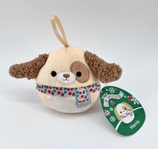 New 4 " Inch Squishmallow Harris the Dog with Scarf Xmas Ornament NEW NWT