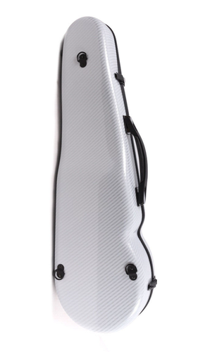 Estuche para violín tamaño 4/4 fibra de vidrio fuerte ligero estuche rígido con correas traseras, blanco - Imagen 2 de 12