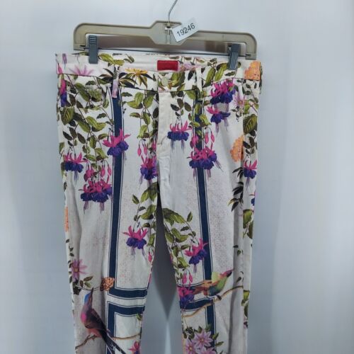 Madre Jeans Mujer Talla 29 Blanco Floral Deshilachado Dobladillo The Looker Lavado Tiro Medio Defectos - Imagen 2 de 12
