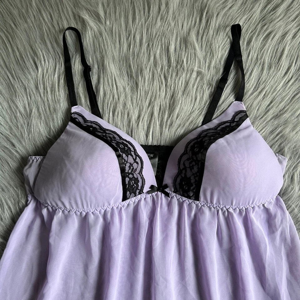 Apt.9 Lencería Sin Mangas Mujer Talla Grande Púrpura Floral Encaje Pijama Camisón Transparente Foto 2 de 4