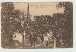 1909-Postmarked-Postcard-State-Street-Methodist-Church-Schenectady-New-York-NY
