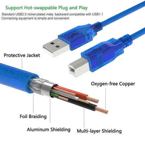 tipo un maschio di b maschile cavo usb 2.0 stampante traduzione: un cavo dati - Foto 7 di 13