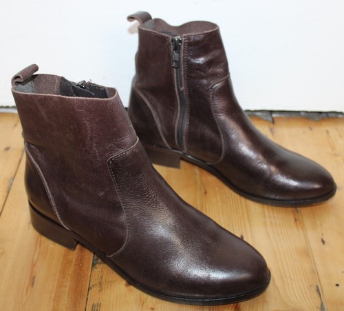 Ladies Office Brown Leather Zip Side Ankle Boots UK 5 Eur 38 - Great Cond - Picture 3 of 7