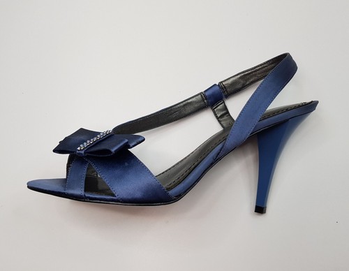 NINE WEST NWELSIA SIZE 6UK EUR39 WOMENS BLUE SATIN STILETTO HEELED SANDALS SHOES - Picture 5 of 24