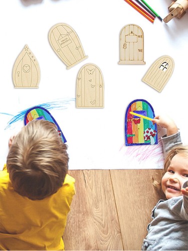 10pcs Fairy Gardens Mini Wooden Fairy Door for DIY Painting Craft Hobbies - Picture 4 of 9