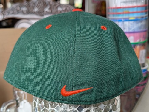 Cappello VINTAGE Nike Miami Hurricanes aderente 7 arancione Swoosh Omaha NCAA calcio - Foto 2 di 3