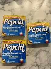 3 Pepcid AC Maximum Strength Acid Reducer NIB 8 Tablets EACH Exp:09/25