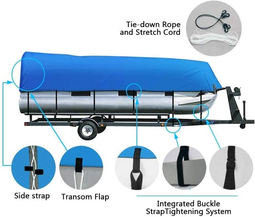 iCOVER Trailerable Pontoon Boat Cover,with Storage Bag,tear resistant,4 colors - Foto 4 di 26