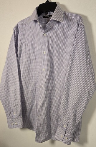 Camisa de vestir Michael Kors de manga larga con botones guinga talla 20 azul púrpura - Imagen 4 de 9