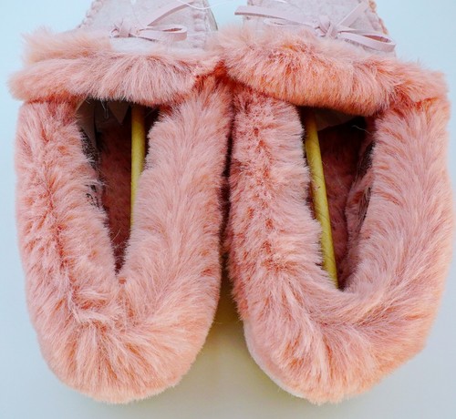 J Crew Womens Slippers Suede Faux Shearling Furry Cozy Warm Shoes Pink US Size 8 - Picture 9 of 10