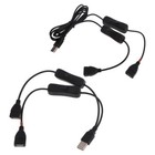 Double-headed USB Extension Cord Wire Data Line with Twin Switches for Charging