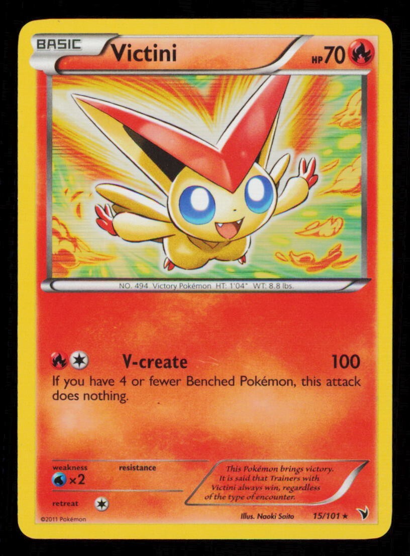 Pokemon Card Victini 15/101 Noble Victories Rare Holo Foil Black & White LP 2011