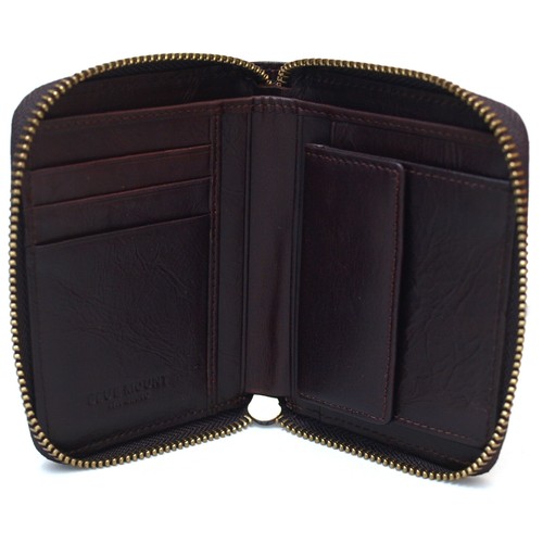 Men's Zip Around Leather Wallets Coin Purse Credit Card Wallet - Picture 5 of 9