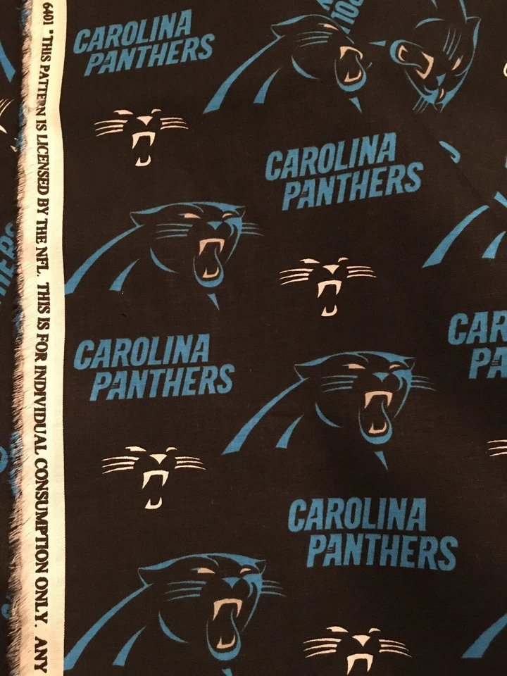 Carolina Panthers NFL Football 100% Cotton Fabric 9" X 36" 1/4 YARD Face Masks! - Image 2 of 3