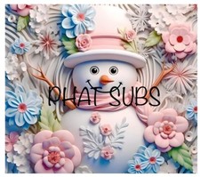 20oz Sublimation Tumbler Wrap Pink Flowers Snowman Ready To Press Heat Transfer