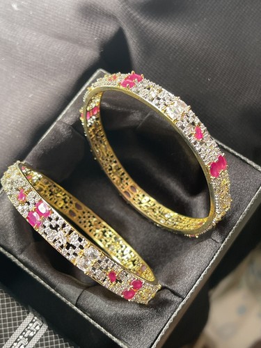 Indian Bangles Pakistani Beautiful Kara Women Bangle Set 2 Pcs - Picture 9 of 11