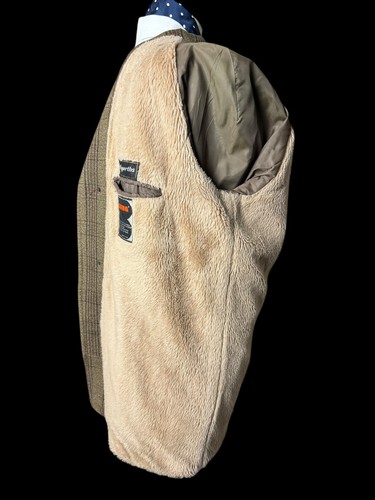 Abrigo Chaqueta De Colección Años 70 Hepworth Borg Tweed XL Forrado De Piel Cuadros Verdes - Imagen 12 de 17