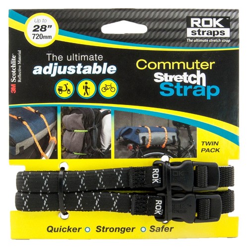 Rok Strap Commuter Motorcycle Motorbike Luggage Straps Black 12mm 2 Pack