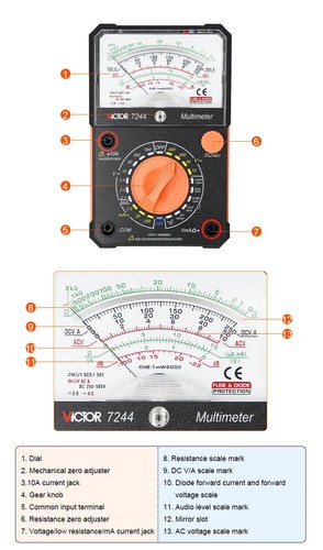 Puntero multímetro analógico Ruoshui 3010 DC AC 1000V 10A - Imagen 16 de 17