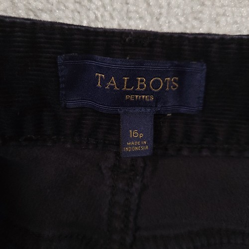 Talbots Corduroy Pants Women Size 16p Petite 34x28 Zip Curvy Bootcut Black  - Picture 12 of 13