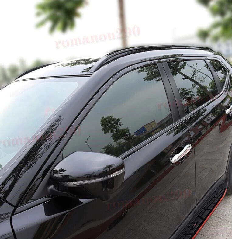 Cubierta de tira de ventana lateral cromada negra de acero para Nissan Rogue 2016-2020 B Foto 4 de 4