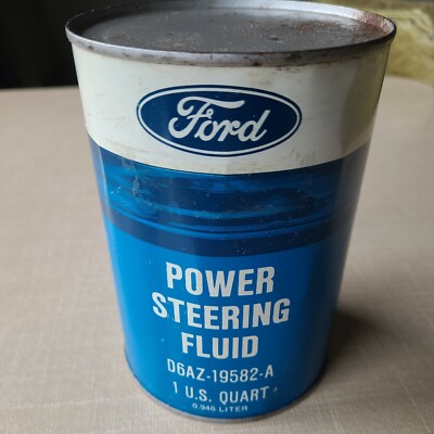 Ford Power Steering Fluid D6AZ-19582-A One Quart Metal Can Full Unopened VGT.