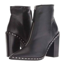 Sol Sana Axel Booties Black Leather Rivets Block Heels 38 7
