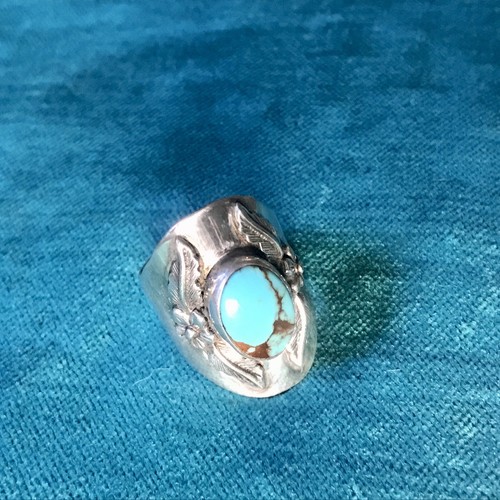 Carol Felley Sterling Silver 1989 Turquoise Ring Sz 6 925 1” 9.5g - Picture 4 of 10