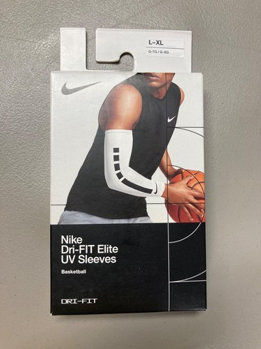 Nike Pro Elite UV Basketball Sleeves 1 Pair Size L - XL White Black N2044 127 - Picture 6 of 11
