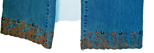 Apollo Blue Jeans Size 11 /12 Buttons and Brown Lace Unique and cute! small hole - Picture 3 of 6