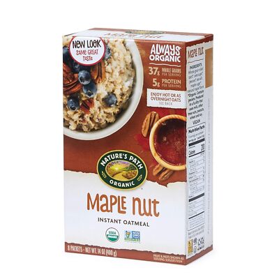 Nature's Path Organic Maple Nut Instant Oatmeal, 48 Packets, Non-GMO, 37g Whole