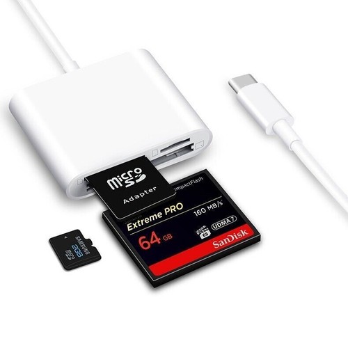 Card USB C to SD CF Card Reader Supports Compact CF/SD/TF For iPad Pro/Macbook - Picture 6 of 10